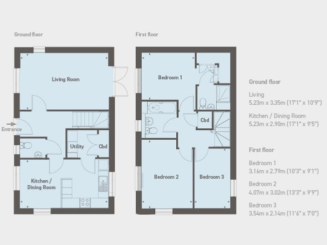 Floor plan 3 bedroom house - artist's impression subject to change